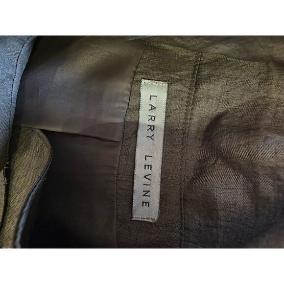 Larry Levine Womens Trench Coat Size 12 Brown Linen Blend Belted Button-Up - Picture 5 of 11